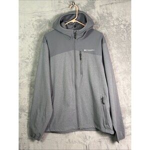 Columbia Men's Two-Tone Gray Hooded Softshell Full Zip Jacket Size Large